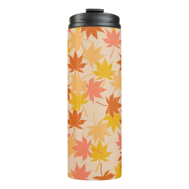 Brown Orange Autumn Floral Leaves Y2K Pattern Thermal Tumbler (Front)