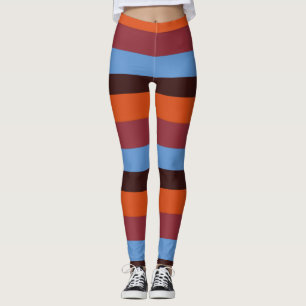 Brown, Orange & Blue Stripes leggings