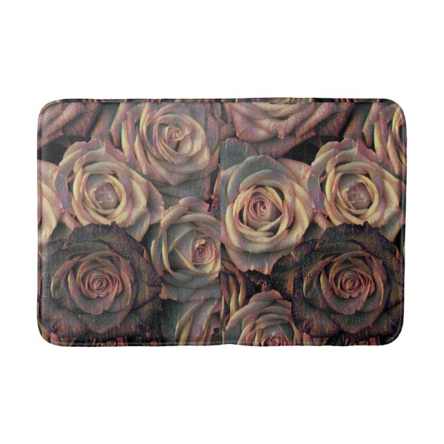 Brown, orange, copper, and gold roses bath mat (Front)