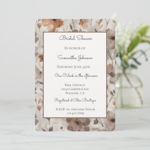 Brown Orange Cream Flowers Bridal Shower Invitation