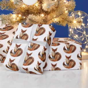 Brown Orange Cream Fox Wrapping Paper