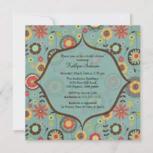 Brown & Orange Flowers Bridal Shower Invitation