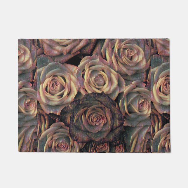 Brown, orange, gold roses Door Mat (Front)