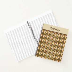 Brown, Orange, Green Retro Geometric Teardrops Notebook