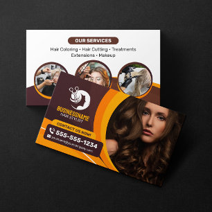 Brown Orange Hairdresser Hairstylist Makeup salon Business Card