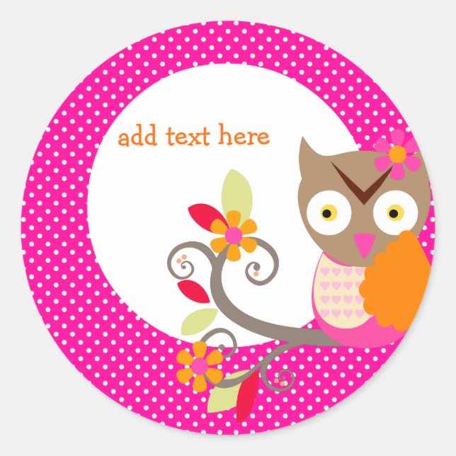 Brown+Orange+Hot Pink Owl stickers (Front)