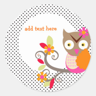 Brown+Orange+Hot Pink Owl stickers