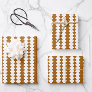 Brown Orange Ivory African Geometric Pattern Wrapping Paper Sheet