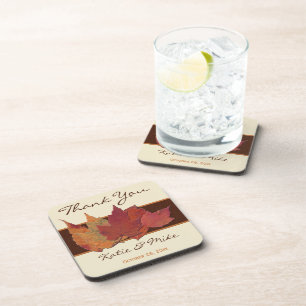Brown Orange Ivory Dried Leaves Coaster Set (6)