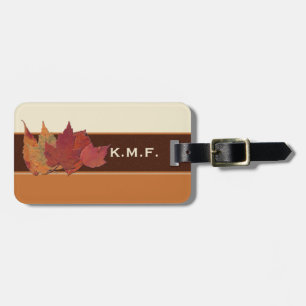Brown Orange Ivory Dried Leaves Luggage Tag