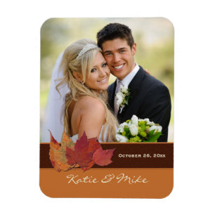 Brown Orange Ivory Dried Leaves Photo Magnet