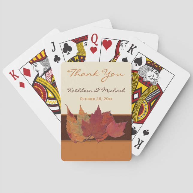 Brown Orange Ivory Dried Leaves Playing Cards (Back)