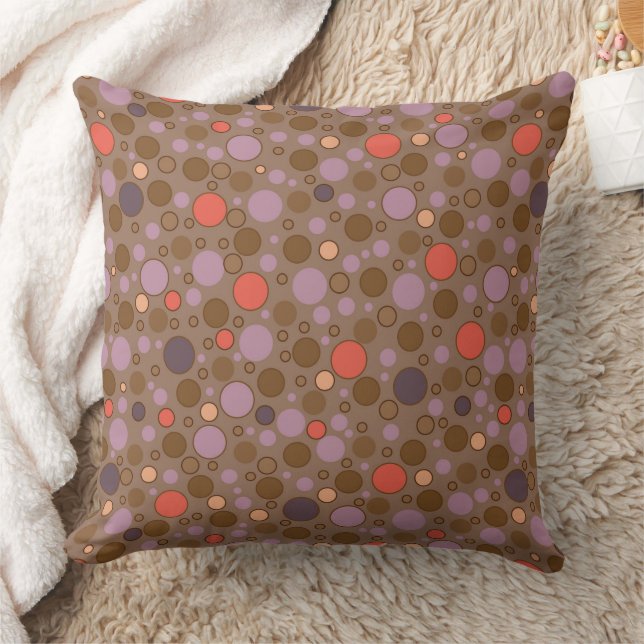 Brown orange multicolored polka dots  cushion (Blanket)