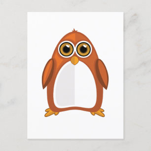 Brown Orange Penguin  Postcard