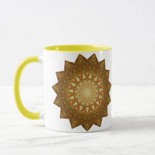 Brown Orange Star Mandala Mug