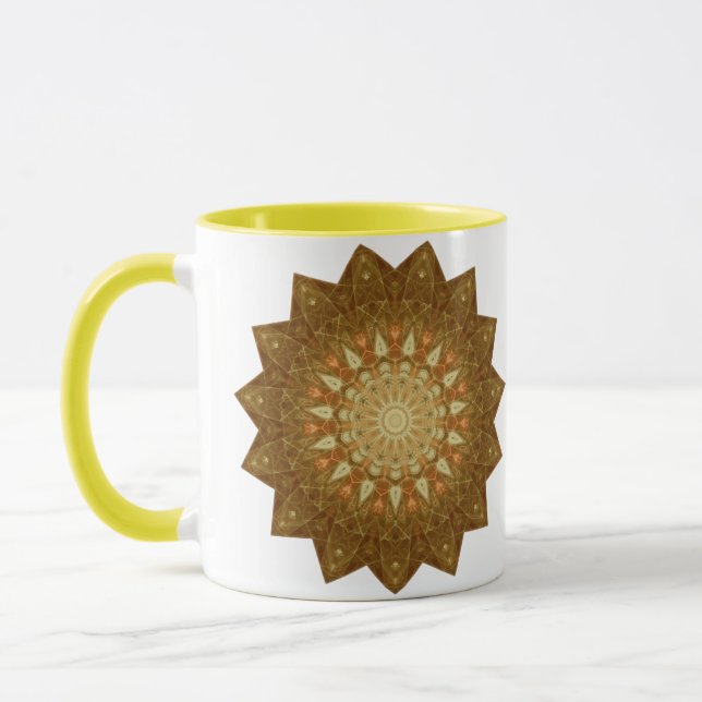 Brown Orange Star Mandala Mug (Left)