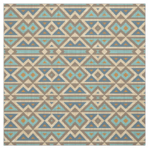 Brown Orange Teal Turquoise Eclectic Ethnic Look Fabric