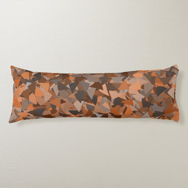 Brown Orange Triangle Pattern Body Cushion (Front)