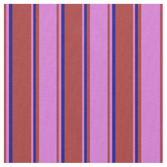 Brown, Orchid, and Blue Stripes Fabric (Close Up)