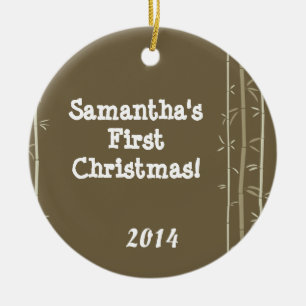 Brown Oriental Bamboo Personalised Name Ornament
