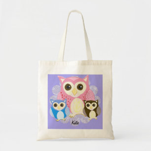 Brown Owl, Blue Owl And Pink Owl Tote Bag