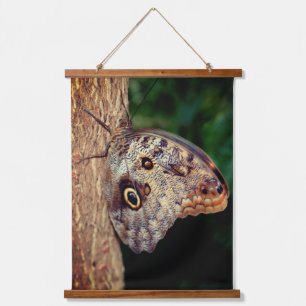 Brown Owl Butterfly Close Up  Hanging Tapestry