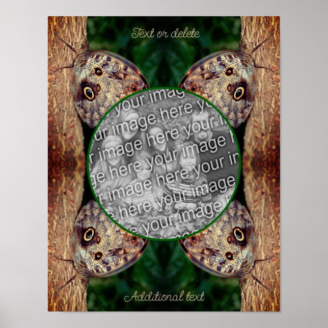 Brown Owl Butterfly Frame Create Your Own Photo Poster (Front)