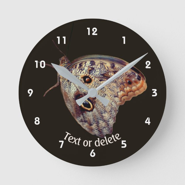 Brown Owl Butterfly Nature Personalised   Round Clock (Front)