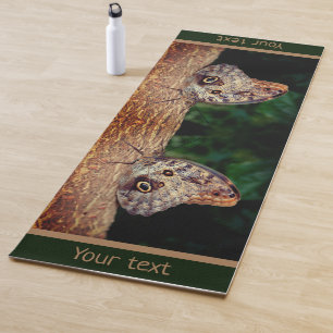 Brown Owl Butterfly Nature Personalised Yoga Mat