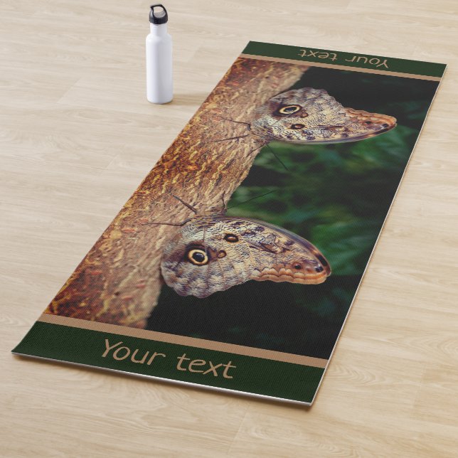 Brown Owl Butterfly Nature Personalised Yoga Mat (In Situ)