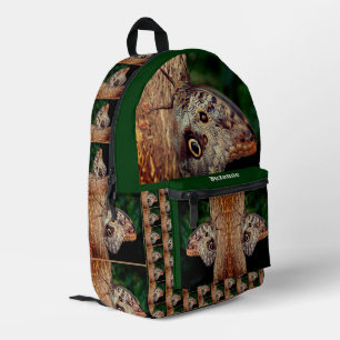 Brown Owl Butterfly Personalised Printed Backpack