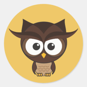Brown Owl Classic Round Sticker
