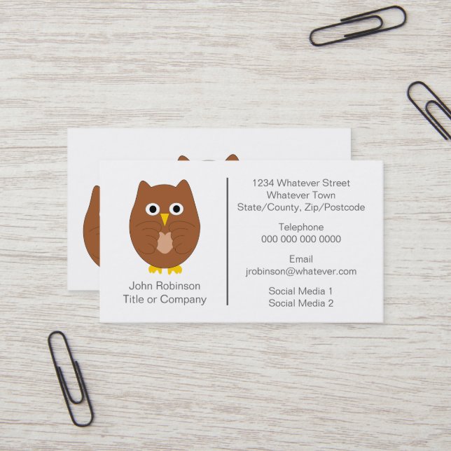 Brown Owl Design Business Card (Front/Back In Situ)