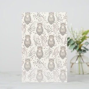 Brown Owl Illustrated Woodland Pattern Stationery