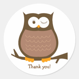 BROWN OWL Round Favour Sticker   Envelope Seal