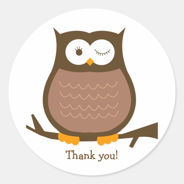 BROWN OWL Round Favour Sticker | Envelope Seal (Front)