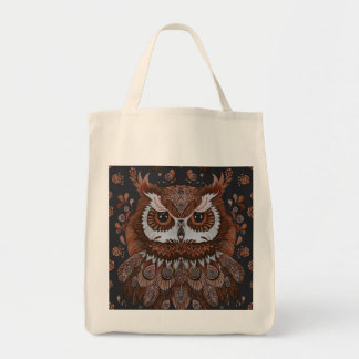 Brown owl tote bag