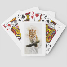Brown owl wildlife playing cards
