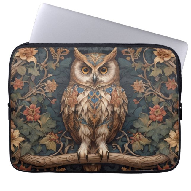 Brown Owl William Morris Inspired Laptop Sleeve (Front)