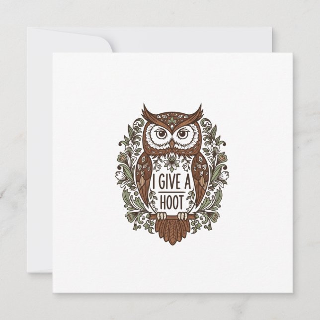 Brown owl with flowers design card (Front)