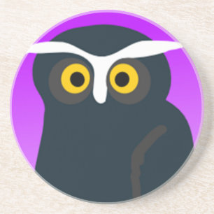 Brown Owl With Purple Background Coaster