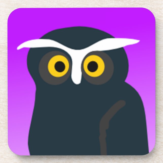 Brown Owl With Purple Background Coaster (Front)