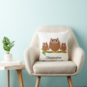 Brown Owls Design Personalised Cushion