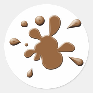 Brown Paint Splodge Classic Round Sticker