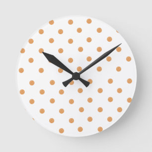 Brown Paint Streak Polka Dot Round Clock