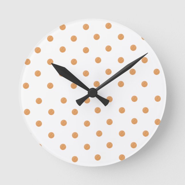 Brown Paint Streak Polka Dot Round Clock (Front)