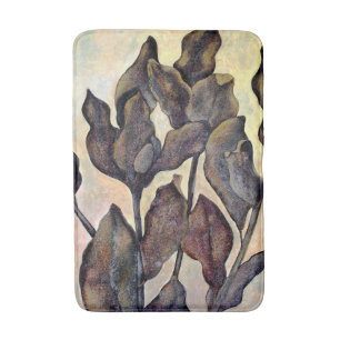 Brown Painted Leaf Bath Mat