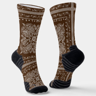 Brown Paisley Bandanna Print Socks