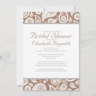 Brown Paisley Bridal Shower Invitations