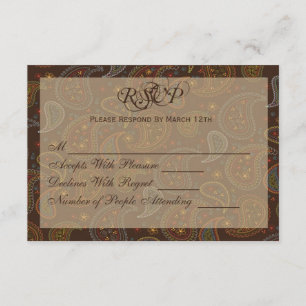 Brown Paisley Party RSVP Card